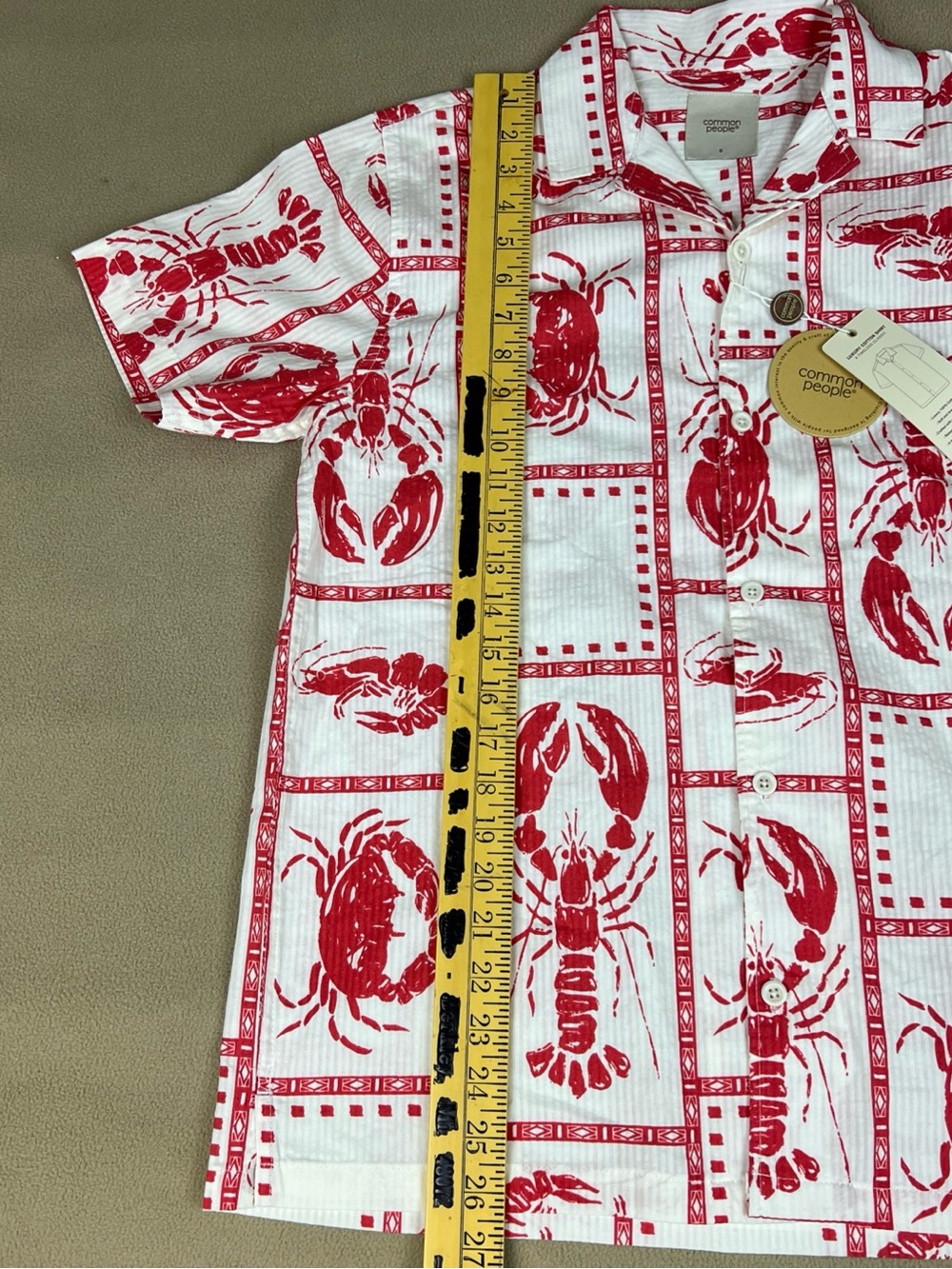 Common People Men’s White & Red Lobster Print Short-Sleeve Button-Down Shirt - Picture 4 of 7